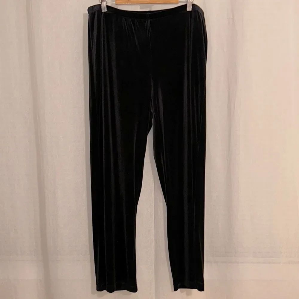 notations 1X Black Velour Pull-on Wide Leg Elegant Pants